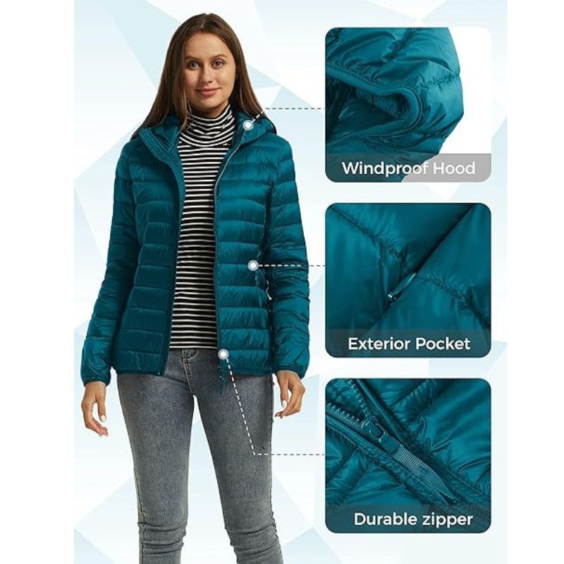 JACKETW Women's Full Zip Lightweight Winter Down Jacket-DJ19005