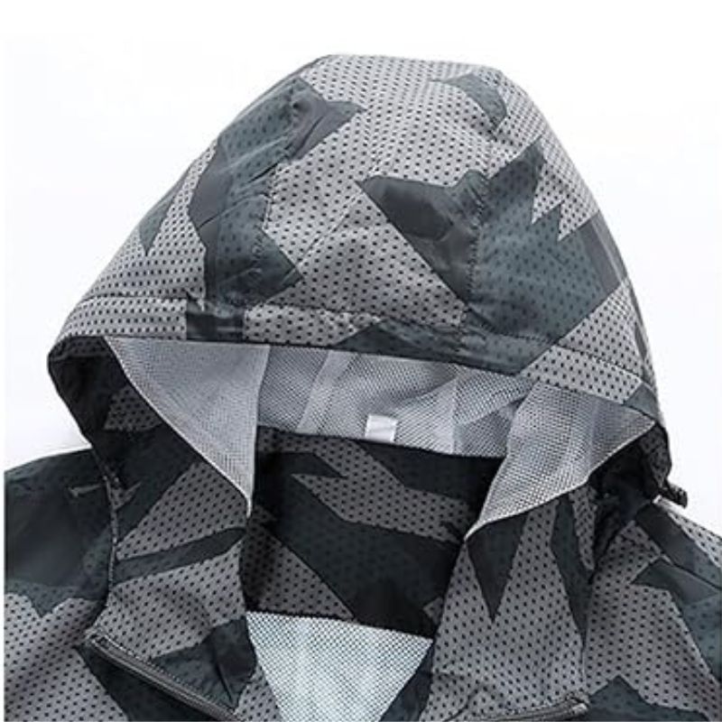 JACKETW Men'S Print Hooded Windproof Slim Sports Zipper Jacket-ZH104