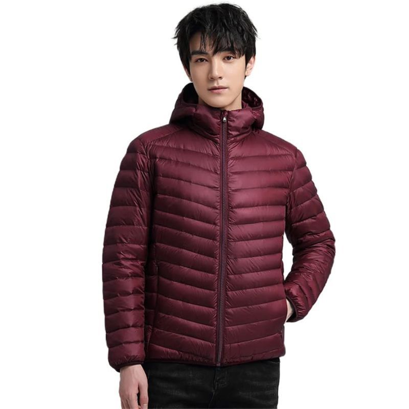 JACKETW Men's Winter Ultra Light Packable Down Hooded Slim Jacket-TU20190625H