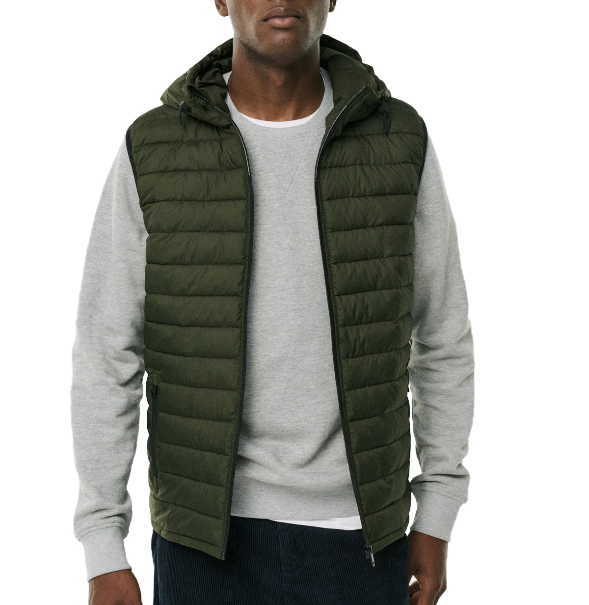 JACKETW Man Stand Collar Zip Up Vests Loose Vest -MJ2305