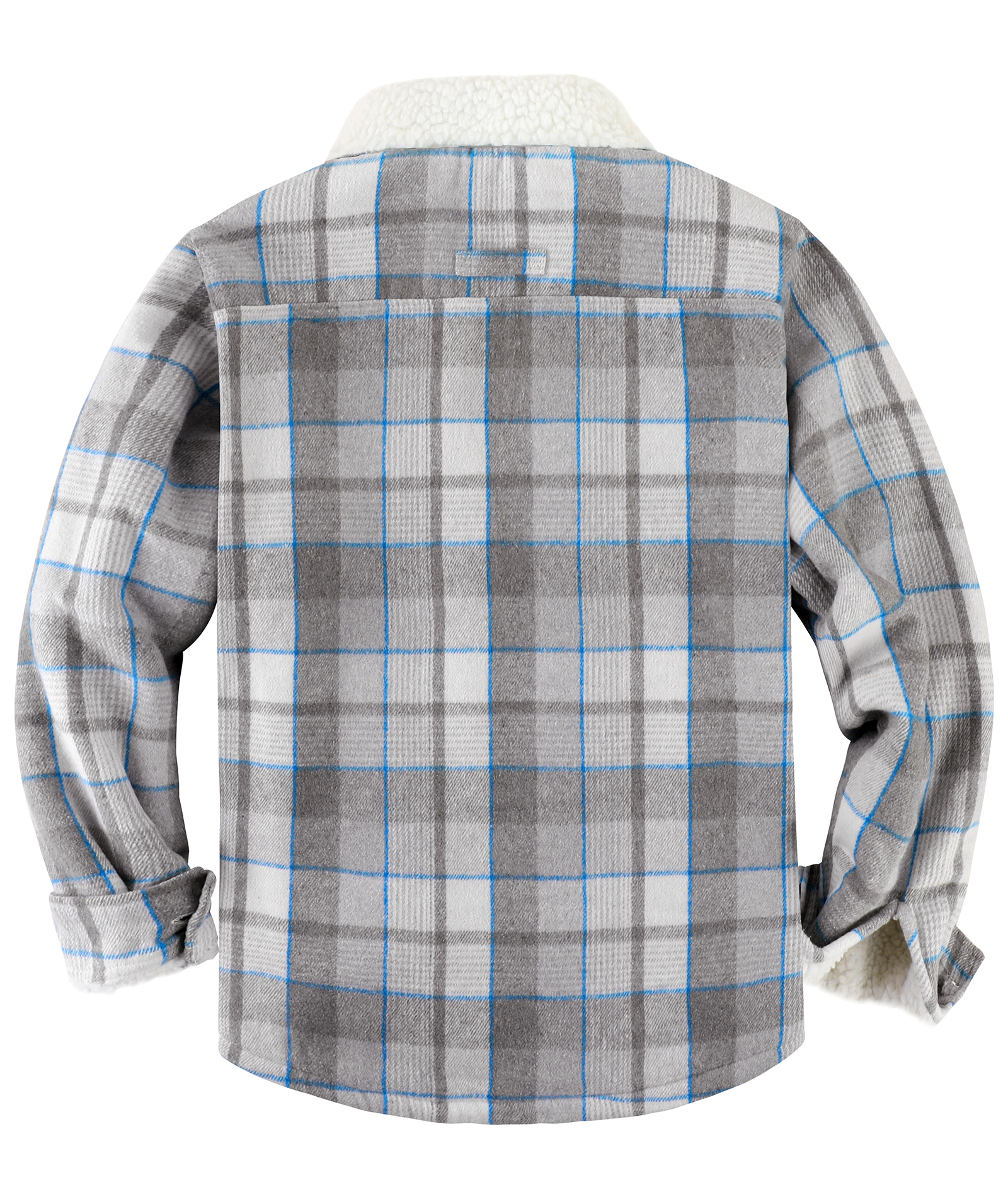 Men's Long Sleeve Full Zipper Plaid Fleece Shirt-CUMJA04084
