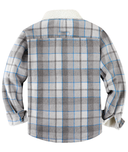 Men's Long Sleeve Full Zipper Plaid Fleece Shirt-CUMJA04084