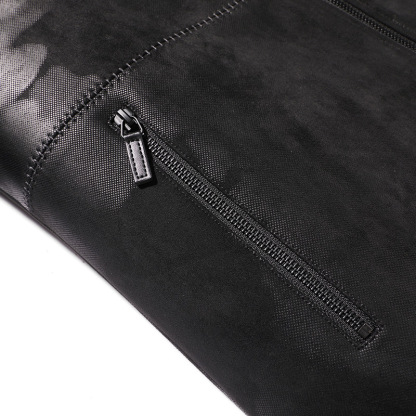 JACKETW Men's Hooded Leather Zipper Mid Long Biker Slim Fit Jacket- ZH119