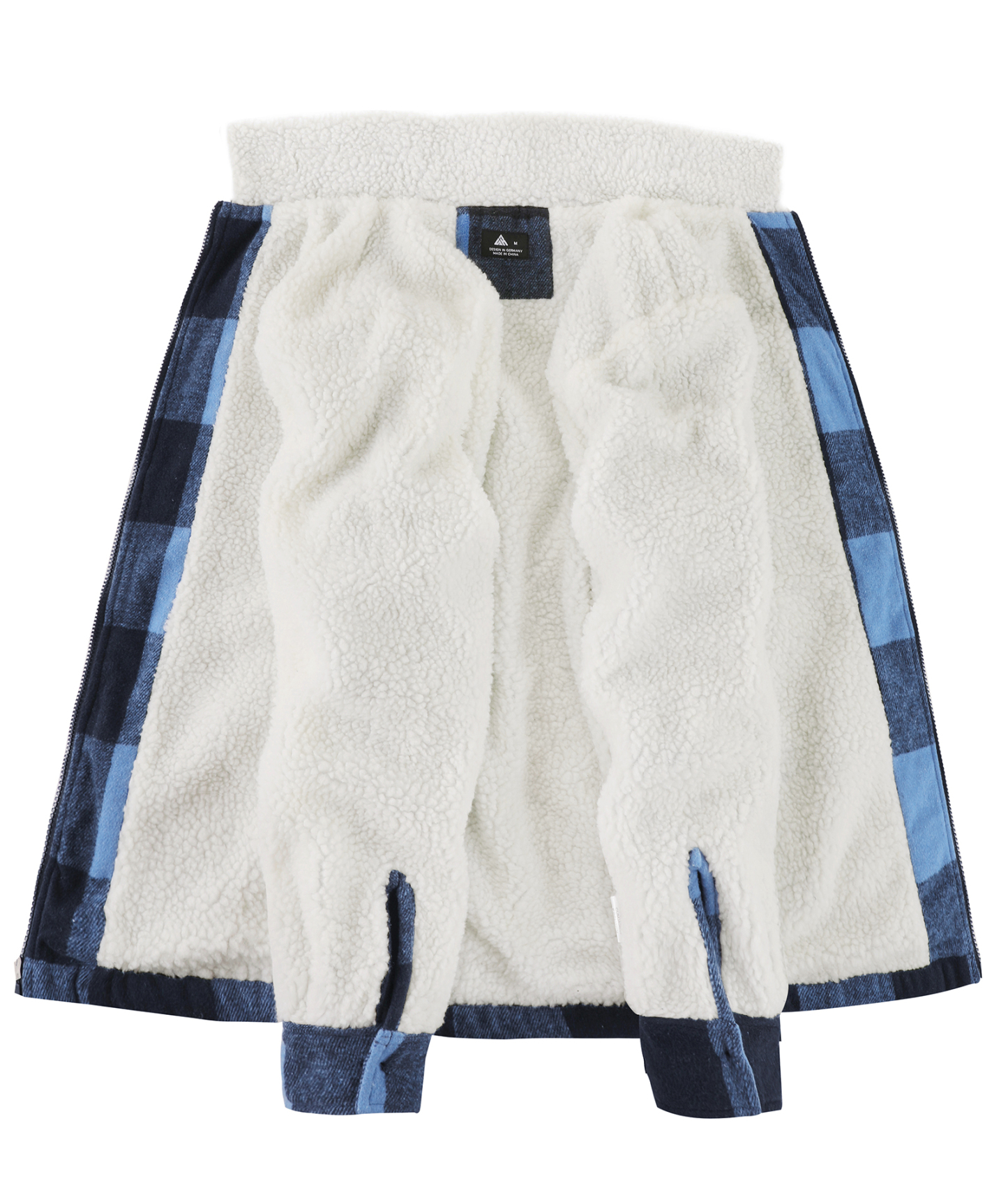 Men's Long Sleeve Full Zipper Plaid Fleece Shirt-CUMJA04084