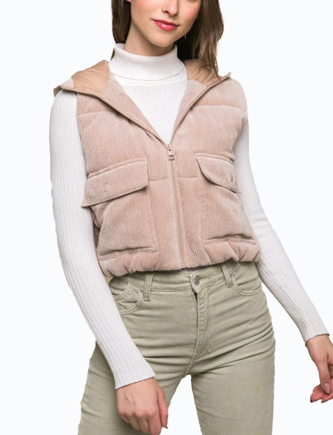 JACKETW Women's Corduroy Short Vest Jacket-  LT-W-6810 