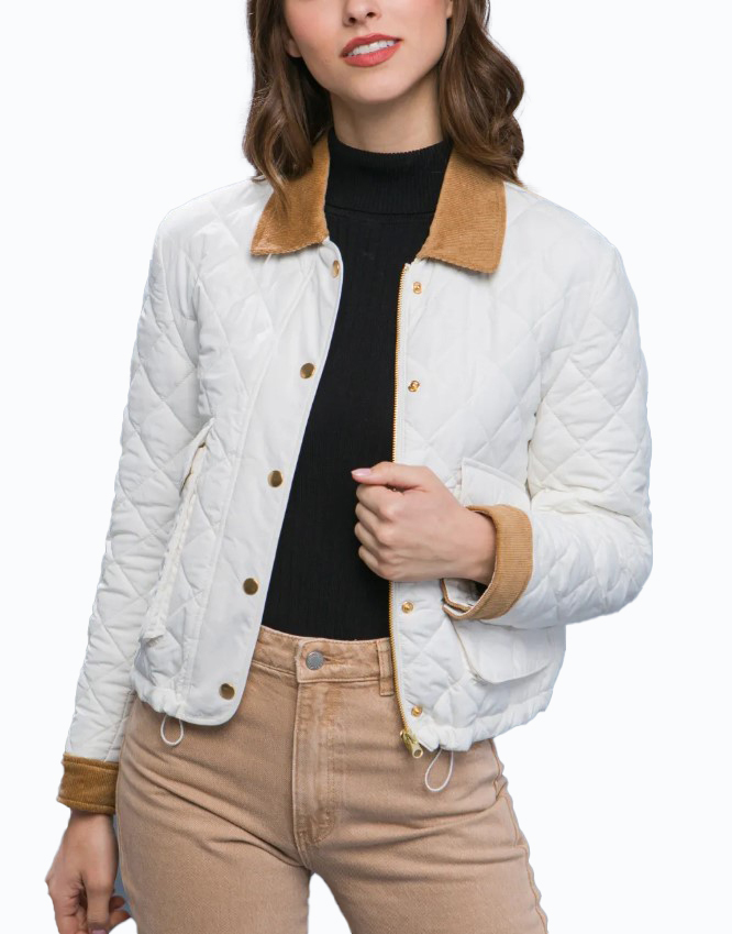 JACKETW Women's Short Diamond Pattern Quilted Padded Jacket -LT-W-6981 