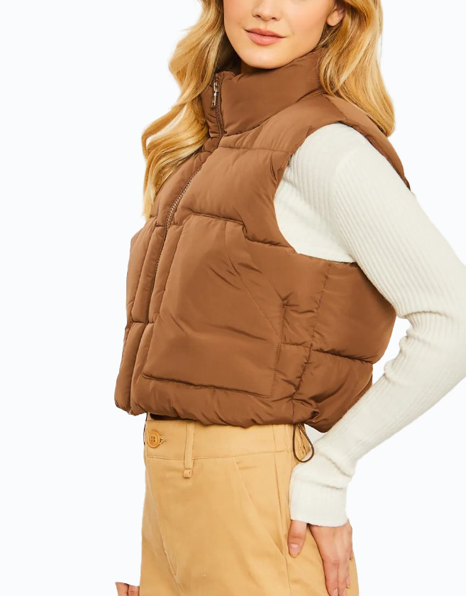 JACKETW Women's Short Pongee Stand Collar Vest Jacket-LT-W-6537 
