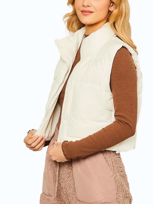 JACKETW Women's Short Pongee Stand Collar Vest Jacket-LT-W-6537 