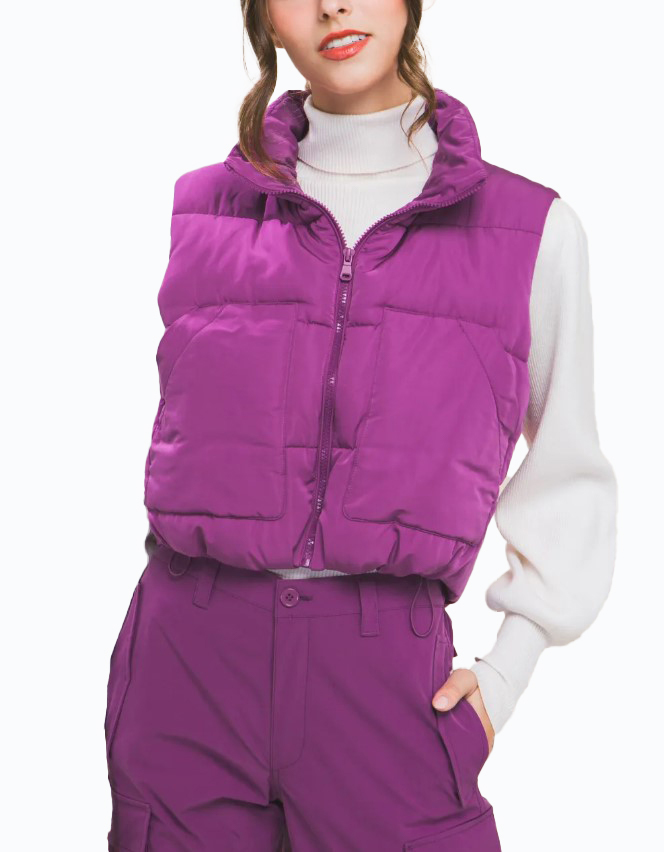 JACKETW Women's Short Pongee Stand Collar Vest Jacket-LT-W-6537 