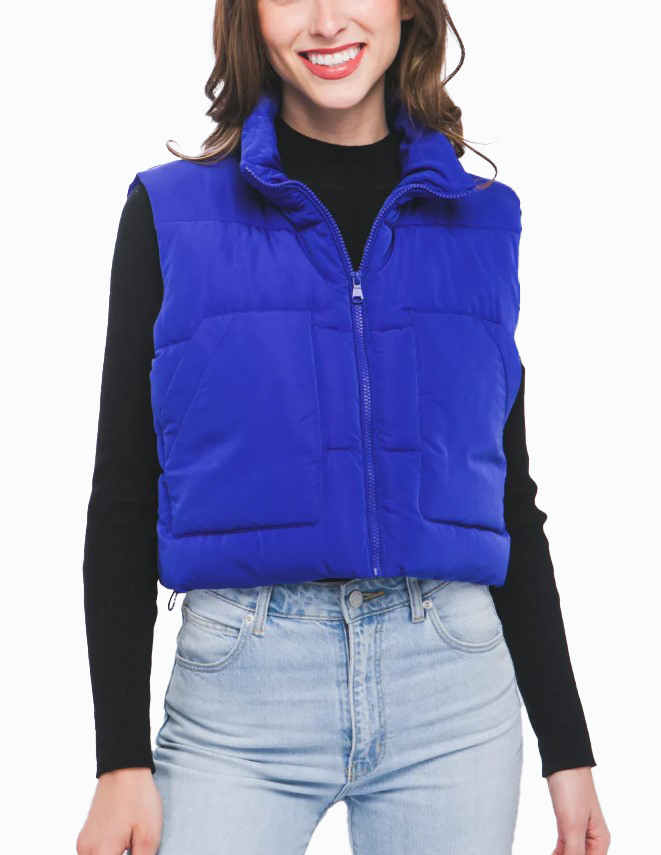 JACKETW Women's Short Pongee Stand Collar Vest Jacket-LT-W-6537 