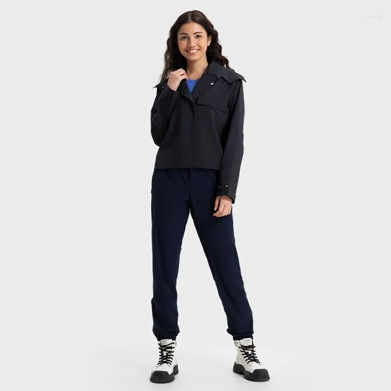 JACKETW Women Windproof Waterproof Short Windbreaker Women's Fashion Versatile Sports Hooded-DAW045