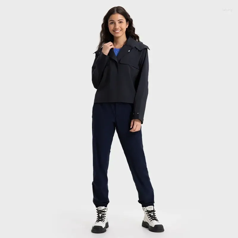 JACKETW Women Windproof Waterproof Short Windbreaker Women's Fashion Versatile Sports Hooded-DAW045