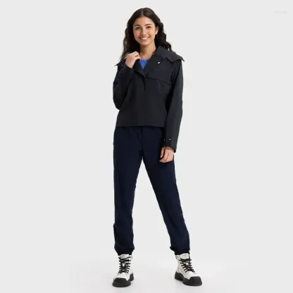 JACKETW Women Windproof Waterproof Short Windbreaker Women's Fashion Versatile Sports Hooded-DAW045