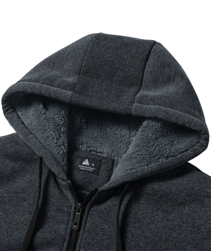 Men's Solid Color Full Zipper Fleece Hoodie-CUMFH04093
