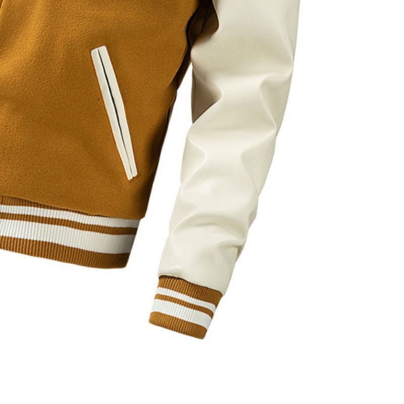 JACKETW Men’s Varsity Jackets Baseball Letterman Wool Sleeves Bomber Jacket-ZH123