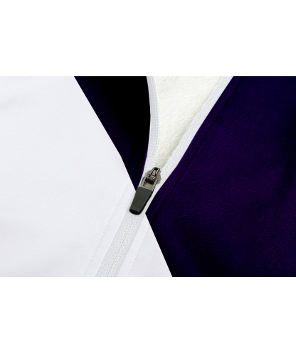 Men's Full Zipper Color Block Casual Fleece Hoodie-CFMWY00056