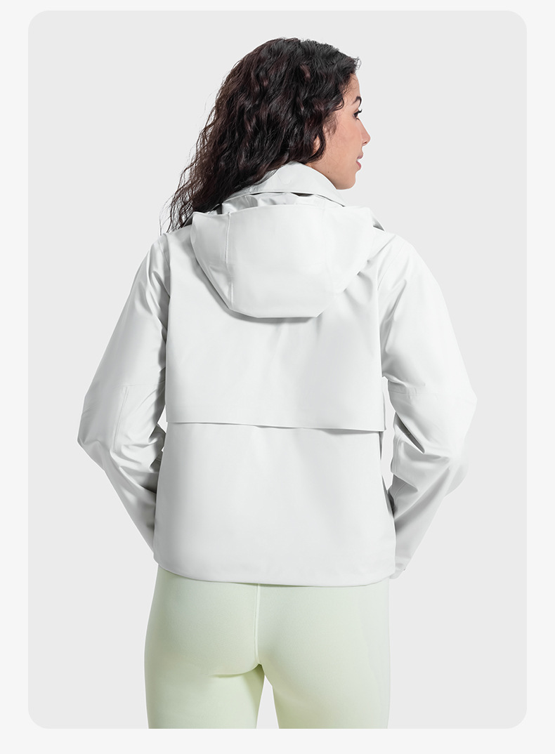 JACKETW Women's Multifunctional Detachable Hood Short Windproof Windbreaker Waterproof Jacket DAW039