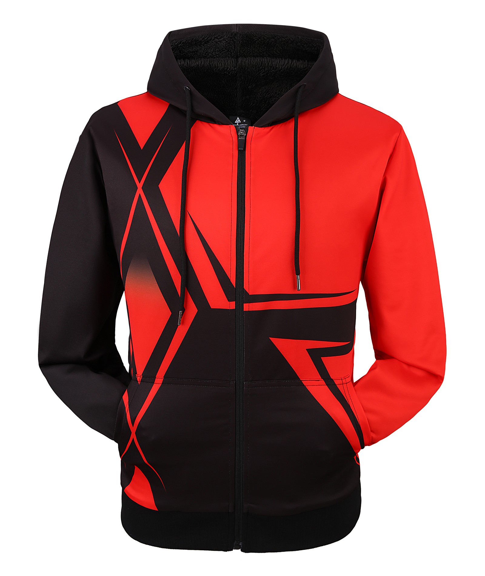 Men's Full Zipper Printed Casual Fleece Hoodie-CFMWY00039