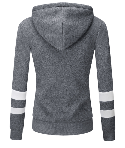 Women's Solid Color Full Zipper Fleece Hoodie-CEWFH01449