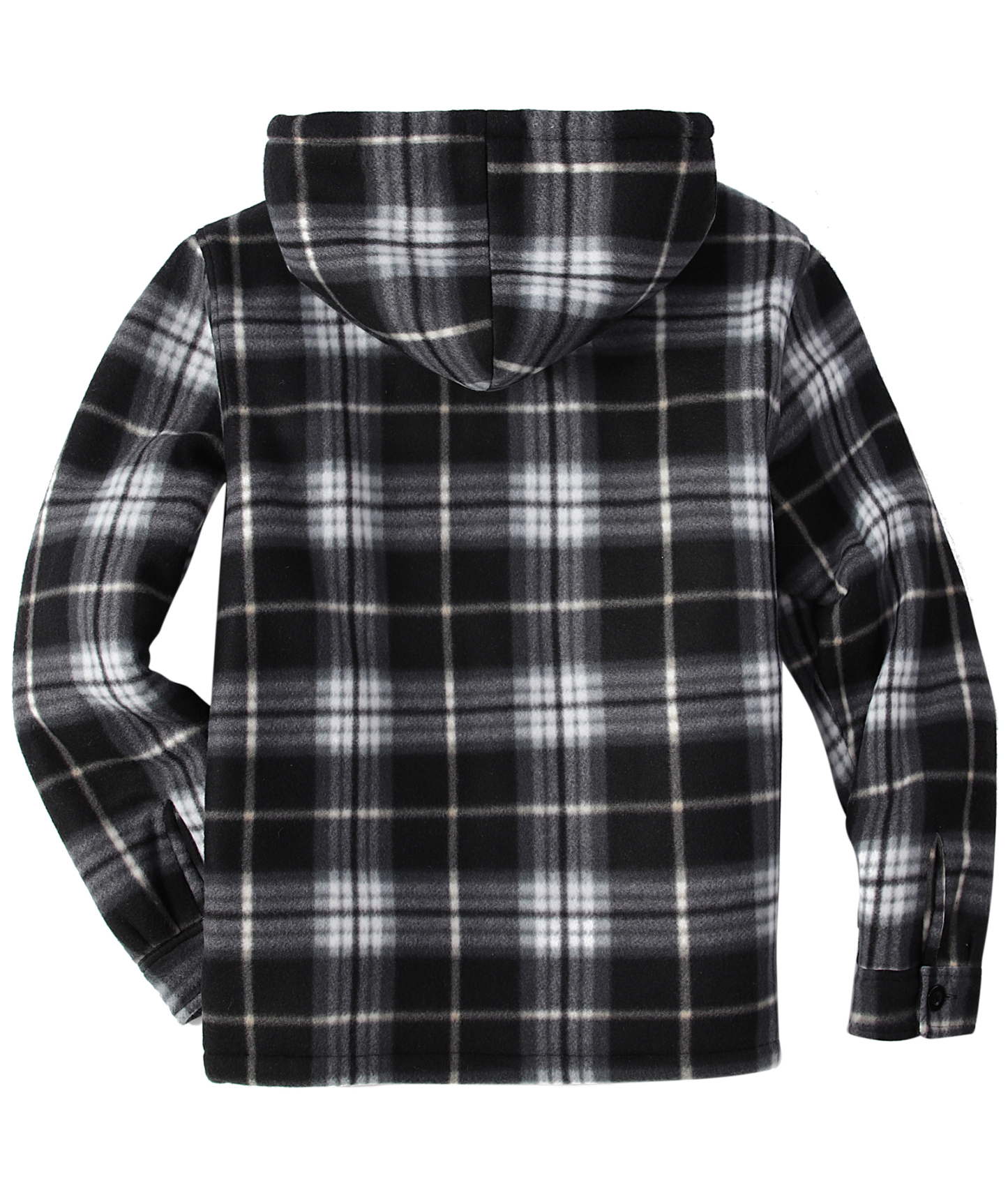 Men's Long Sleeve Full Zipper Fleece Plaid Hoodie-CFMGF00001