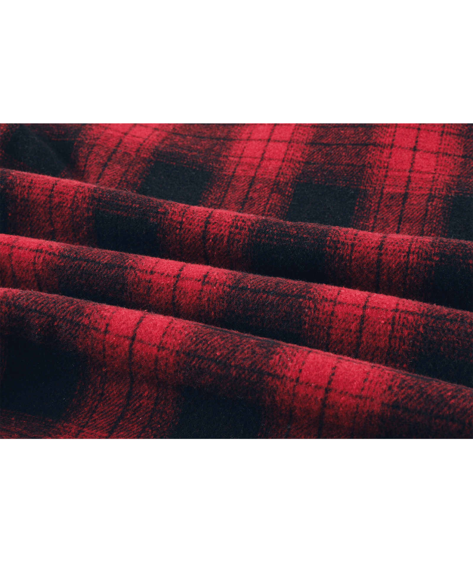 Men's Long Sleeve Full Zipper Plaid Fleece Shirt-CUMJA04084