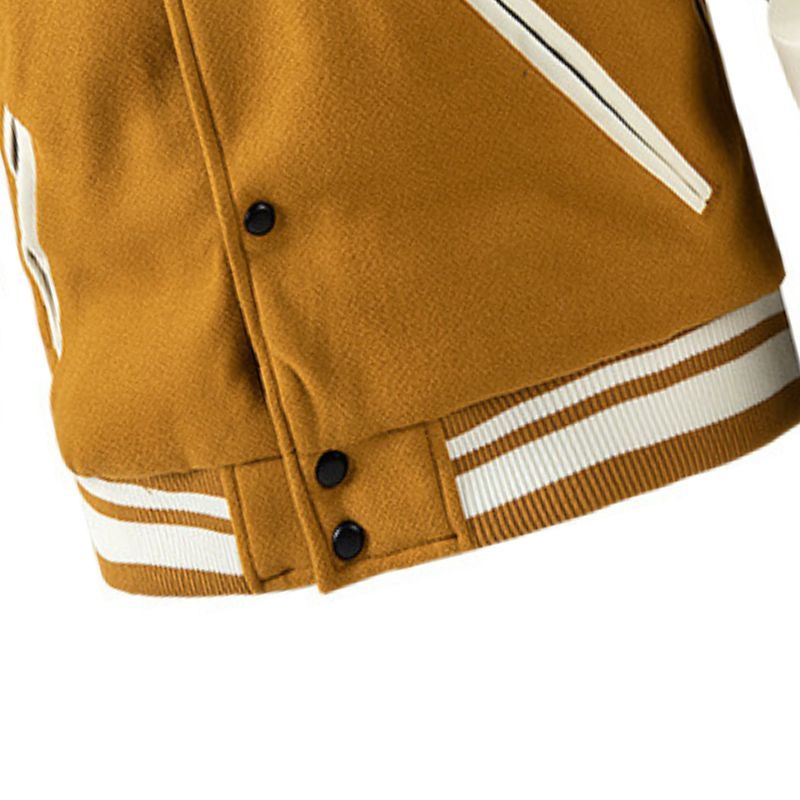 JACKETW Men’s Varsity Jackets Baseball Letterman Wool Sleeves Bomber Jacket-ZH123