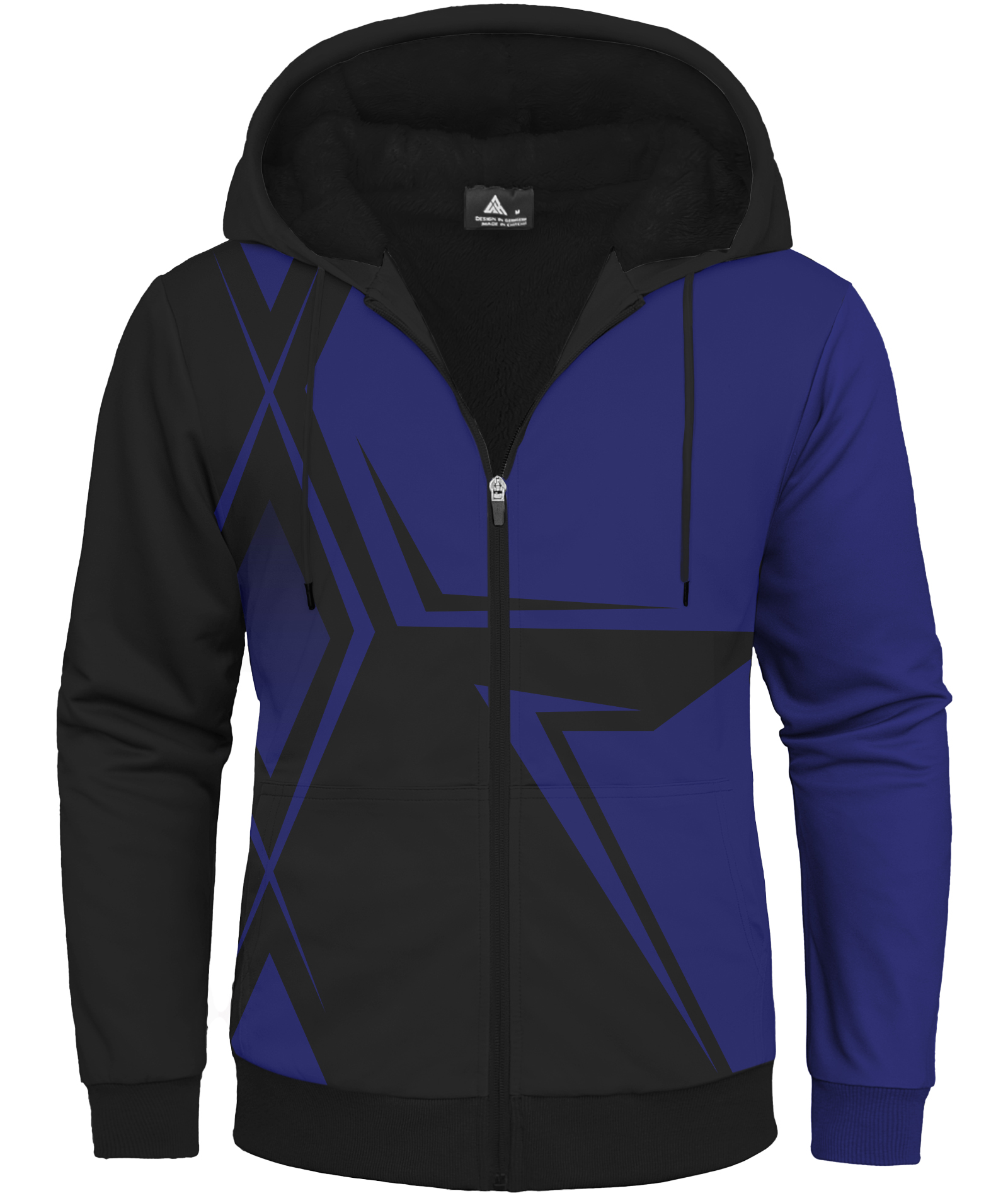 Men's Full Zipper Printed Casual Fleece Hoodie-CFMWY00039
