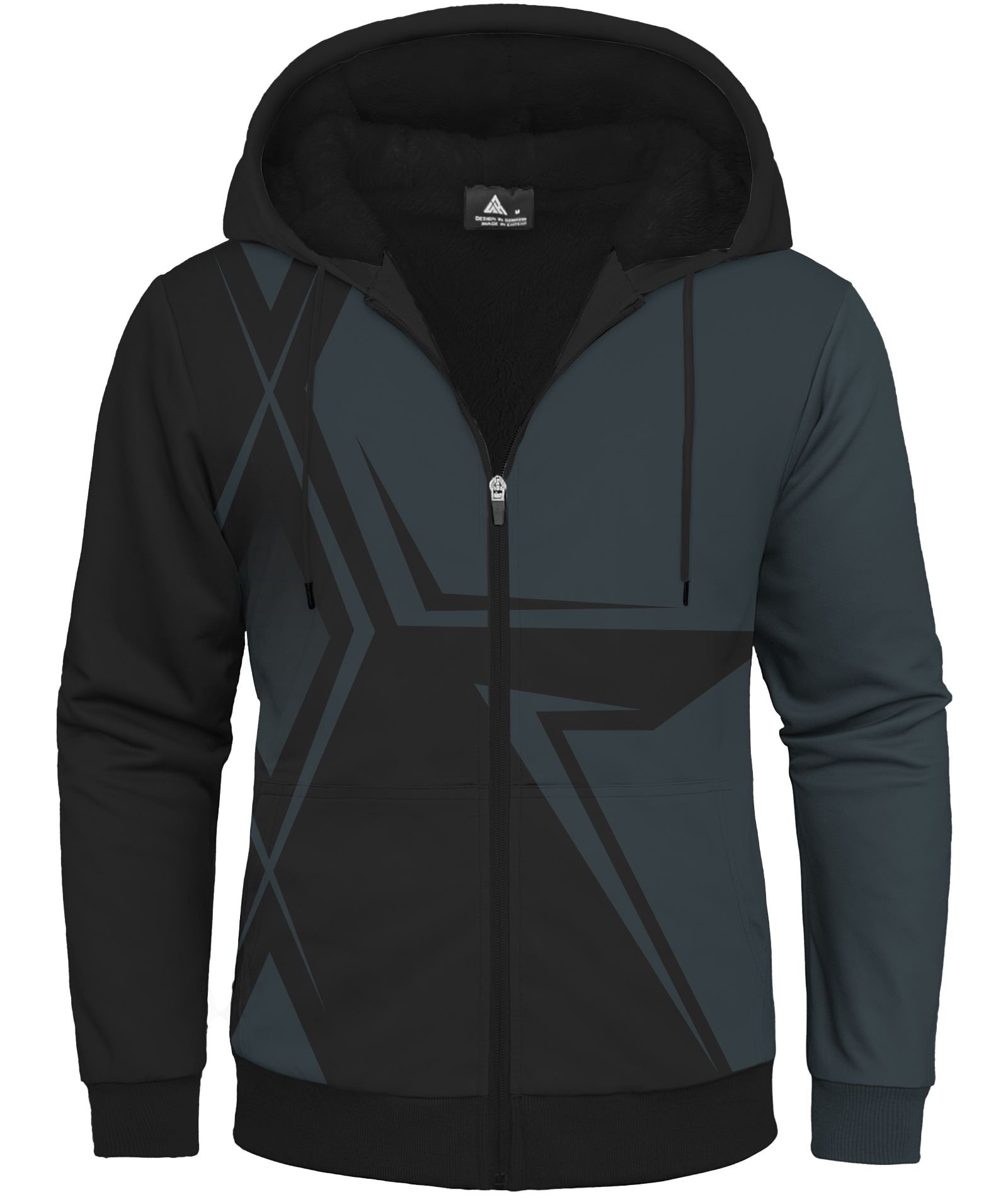 Men's Full Zipper Printed Casual Fleece Hoodie-CFMWY00039