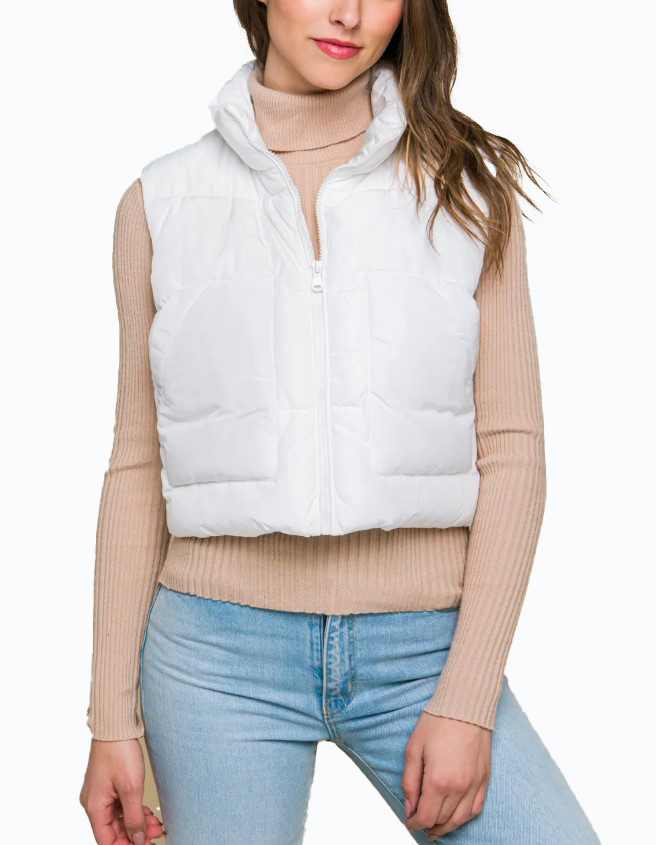 JACKETW Women's 20D Nylon Double-Sided Short Puffer Vest Jacket -LT-6819 