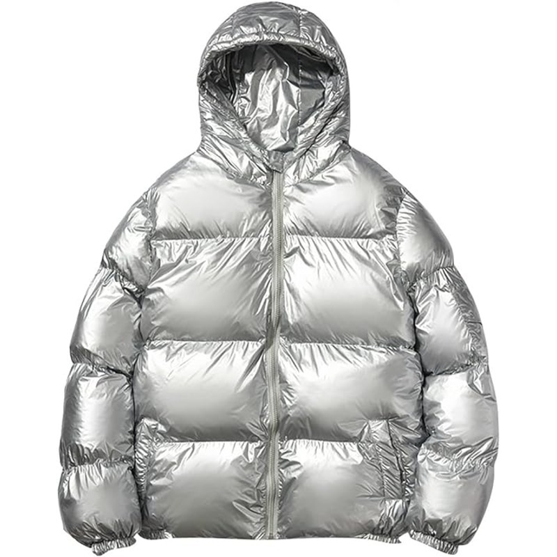 JACKETW Men's Hooded Thick Warm Cotton Colour Padded Shiny Jacket -ZH124