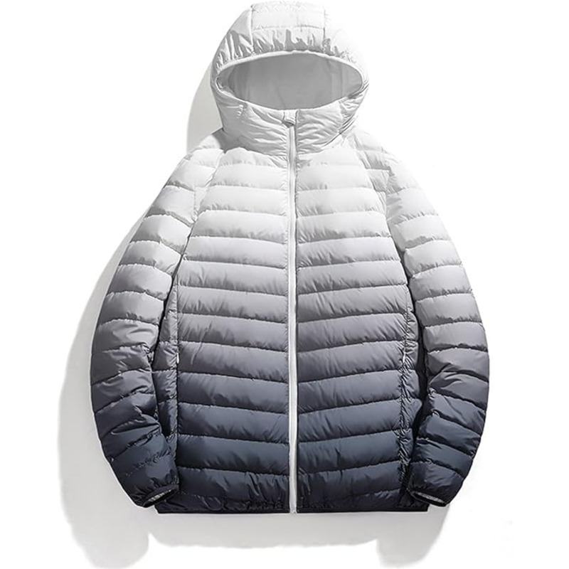 JACKETW Men's Gradient Hooded Lightweight Down Puffer Jackets-0P34