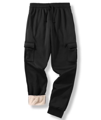 Men's Solid Color Drawstring Fleece Warm Sweatpant-CFMYD00002