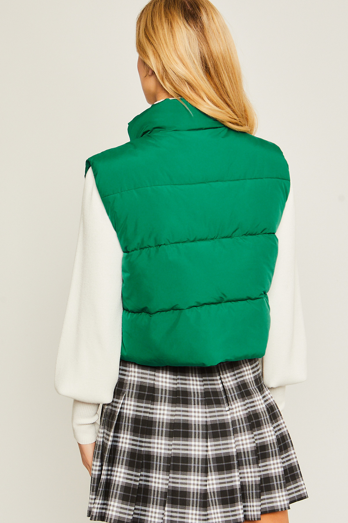 JACKETW Women's Short Pongee Stand Collar Vest Jacket-LT-W-6537 