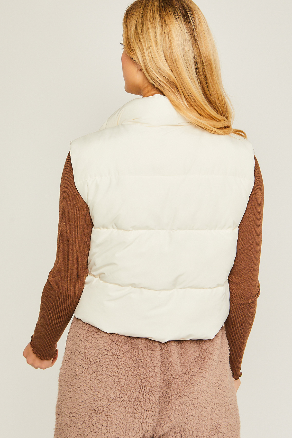 JACKETW Women's Short Pongee Stand Collar Vest Jacket-LT-W-6537 