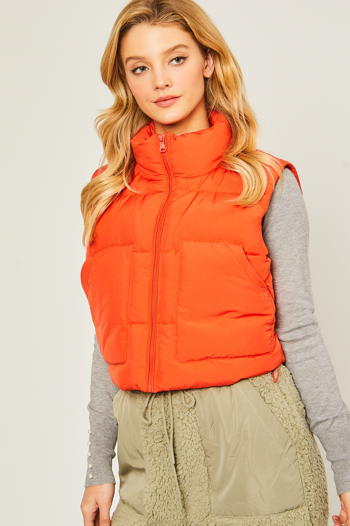 JACKETW Women's Short Pongee Stand Collar Vest Jacket-LT-W-6537 