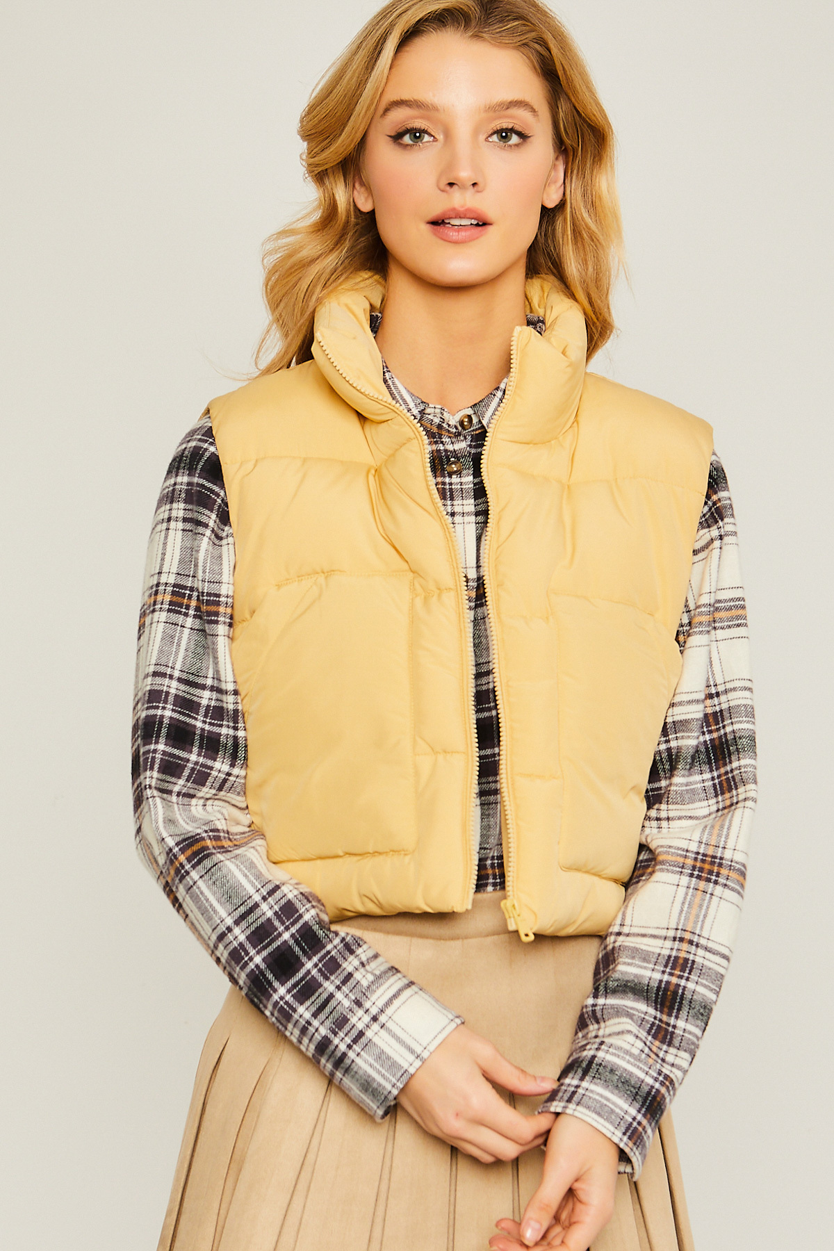 JACKETW Women's Short Pongee Stand Collar Vest Jacket-LT-W-6537 