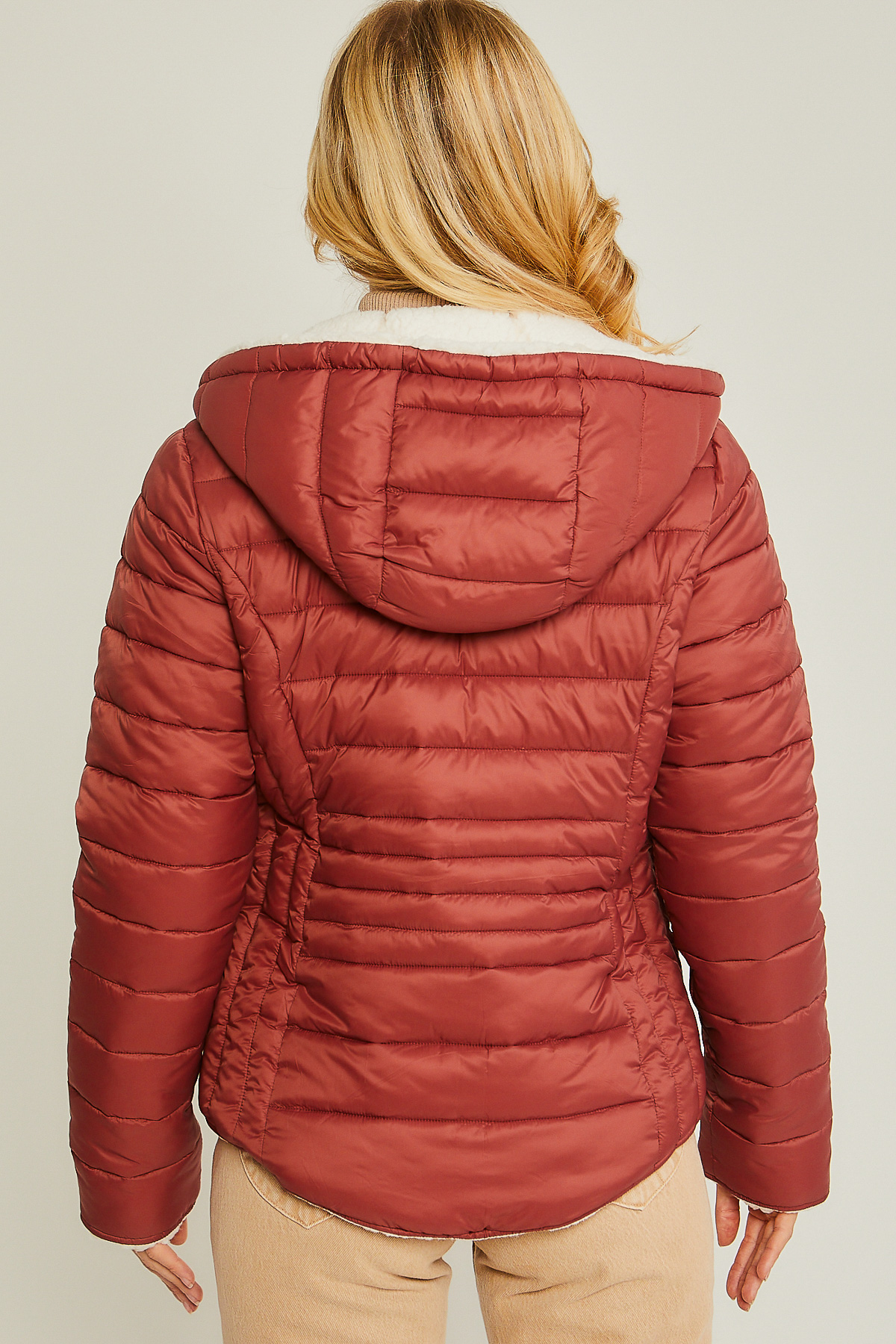 JACKETWVWomen's 20D Nylon Reversible Sherpa Puffer Jacket-LT-6975