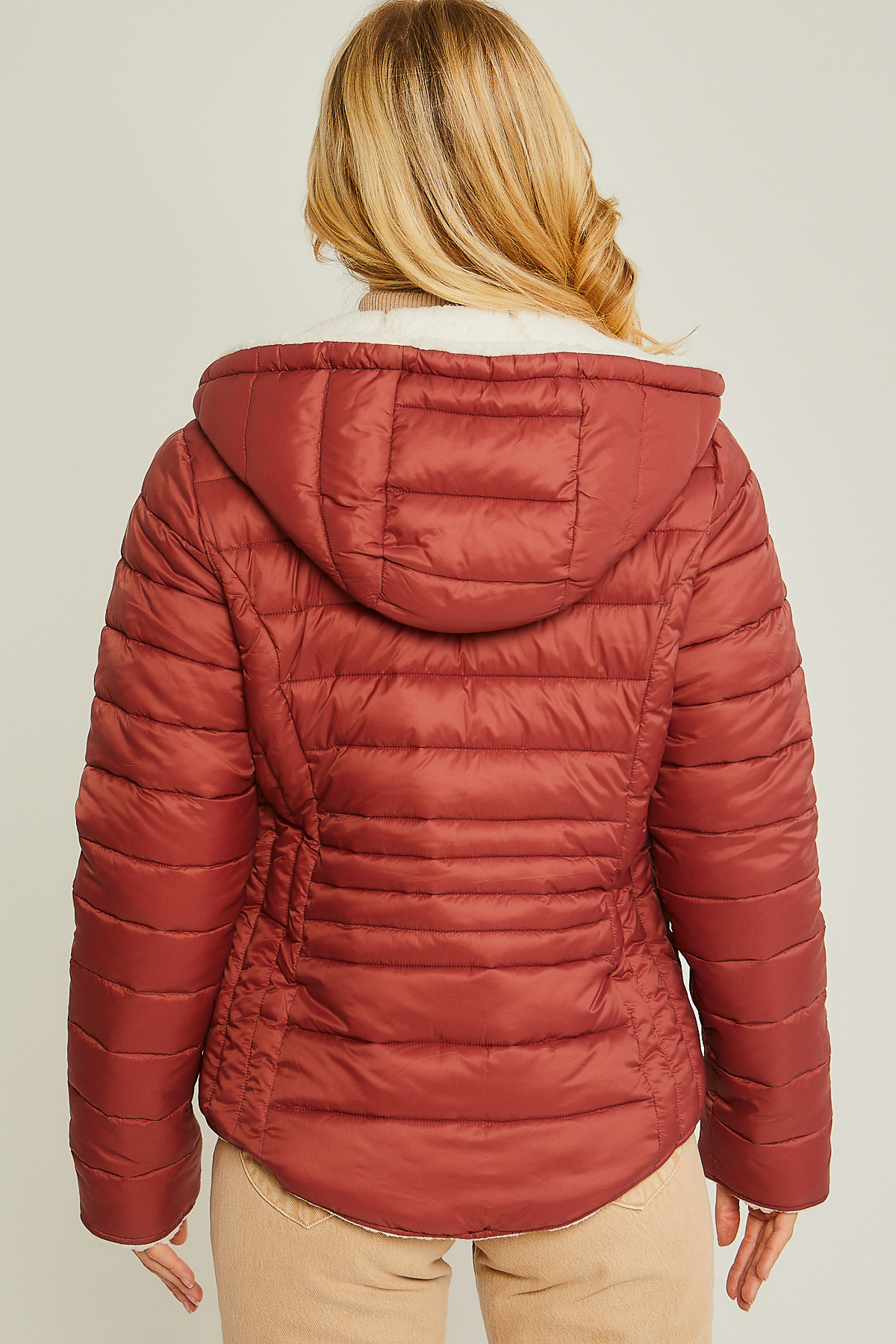 JACKETWVWomen's 20D Nylon Reversible Sherpa Puffer Jacket-LT-6975