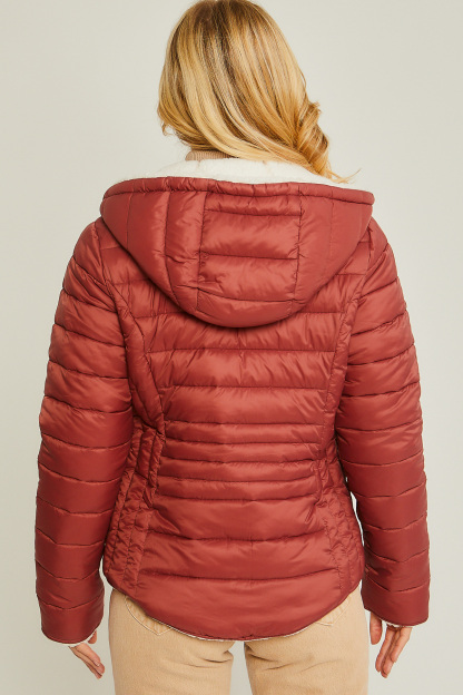 JACKETWVWomen's 20D Nylon Reversible Sherpa Puffer Jacket-LT-6975
