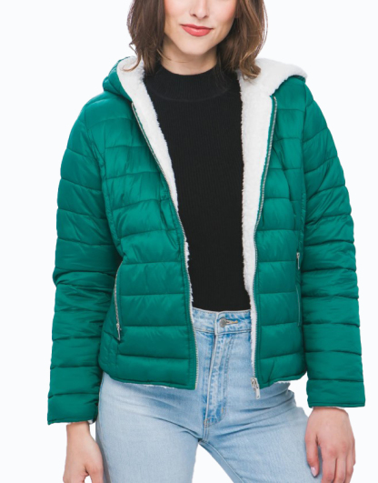 JACKETWVWomen's 20D Nylon Reversible Sherpa Puffer Down Jacket-LT-6975