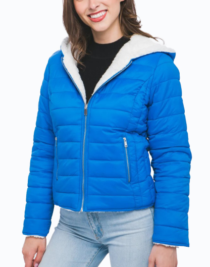 JACKETWVWomen's 20D Nylon Reversible Sherpa Puffer Down Jacket-LT-6975