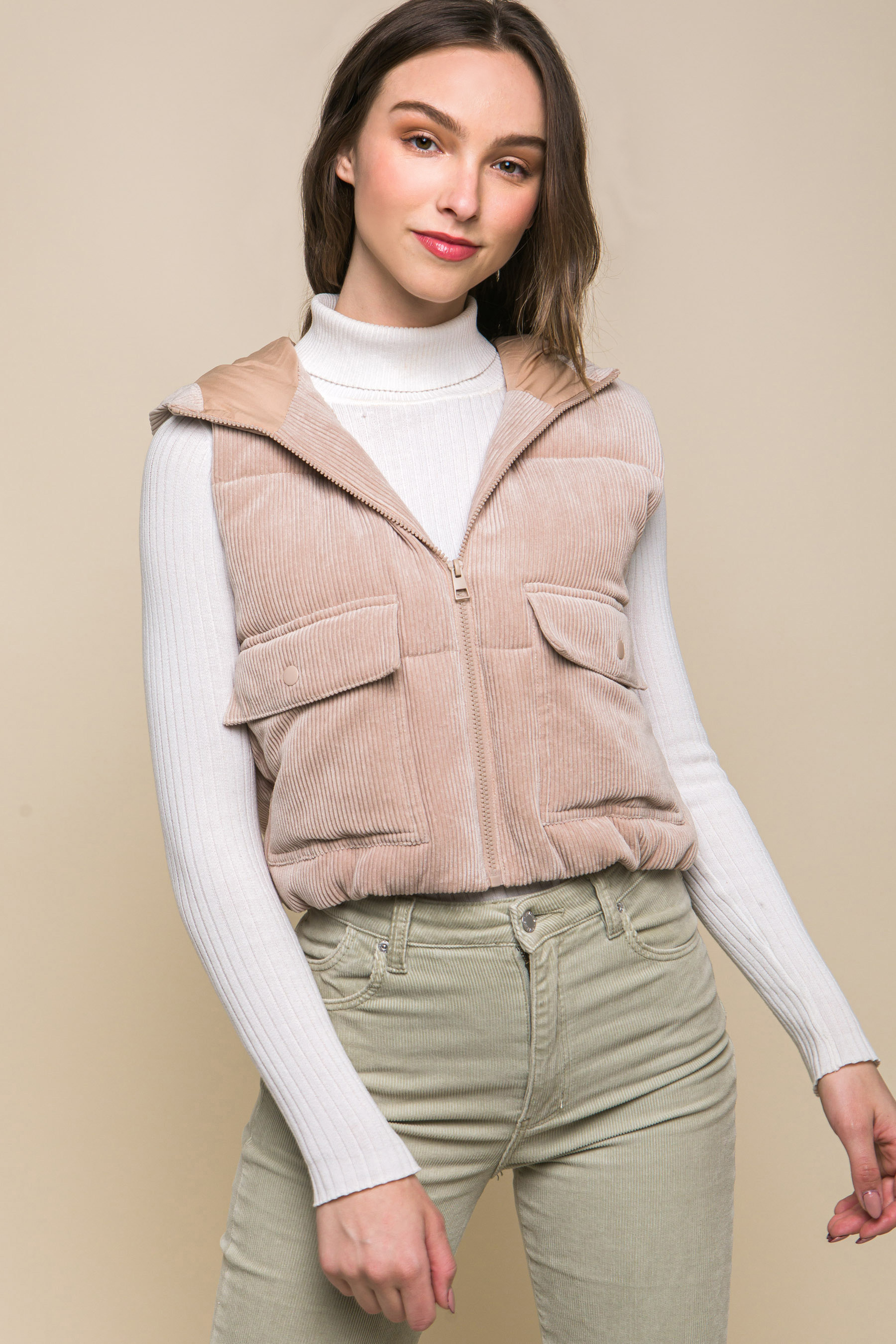 JACKETW Women's Corduroy Short Vest Jacket-  LT-W-6810 