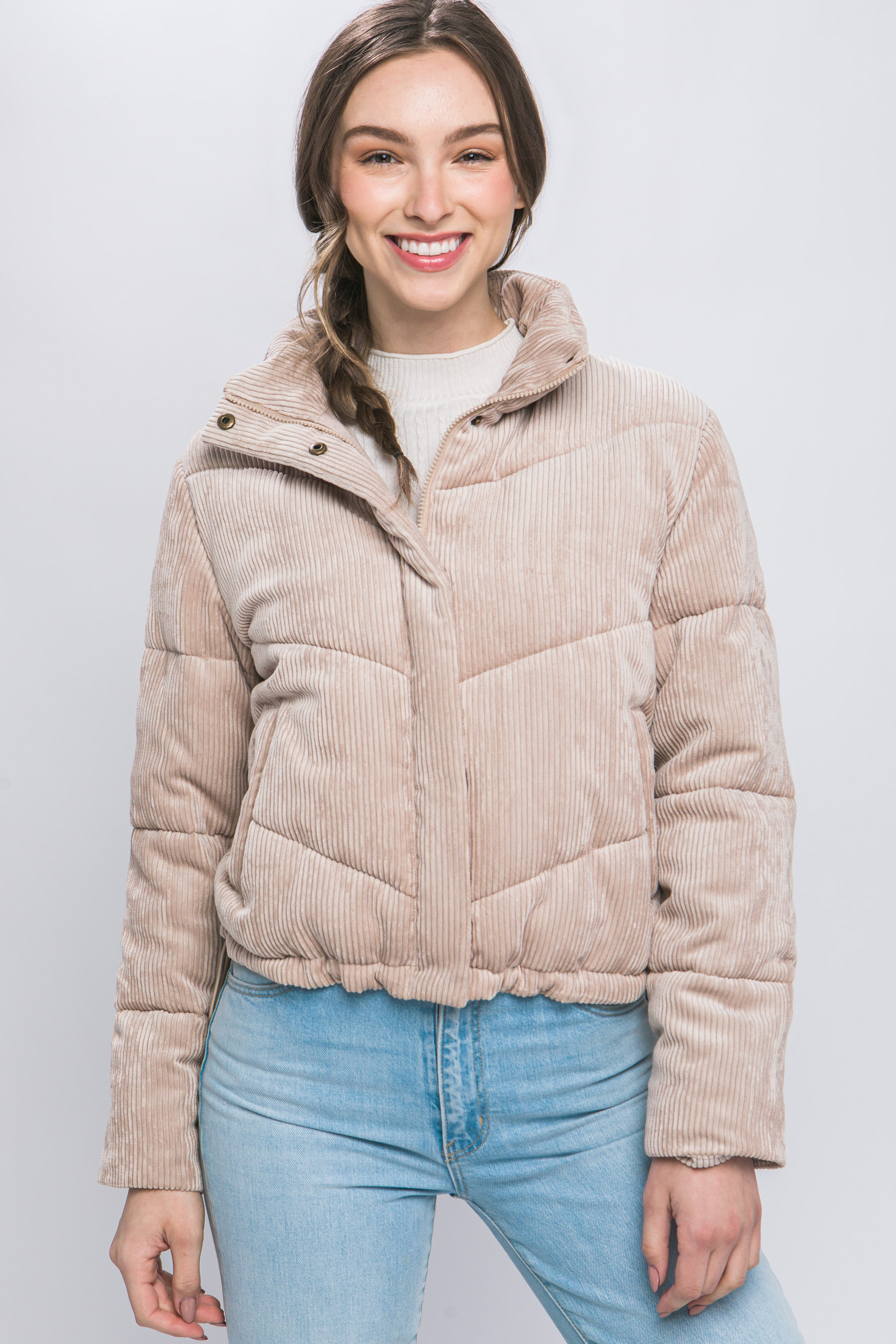 JACKETW Women's Corduroy Stand Collar Jacket-LT-W-6850