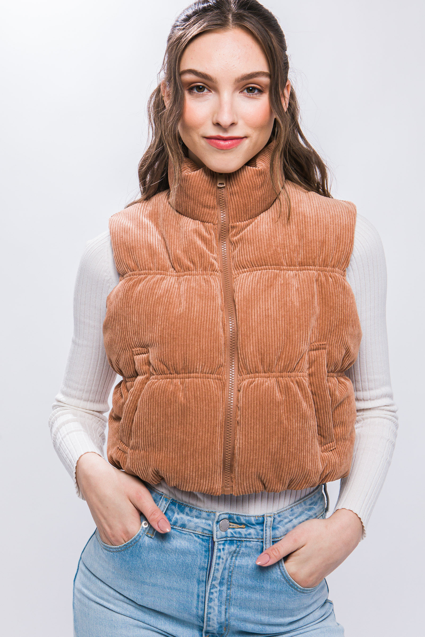 JACKETW Women's Corduroy Short Vest Jacket-  LT-W-6810 