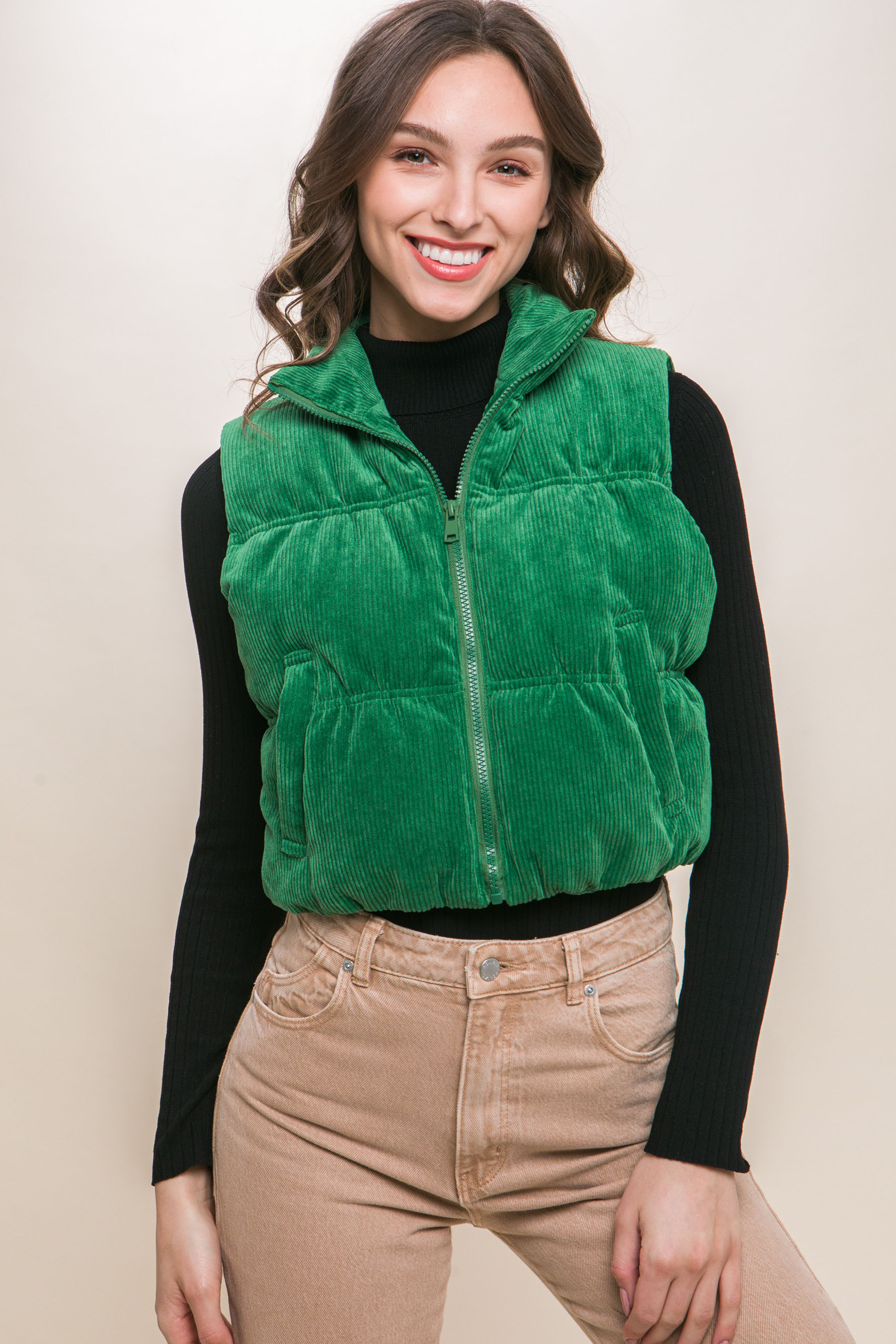 JACKETW Women's Corduroy Short Vest Jacket-  LT-W-6810 