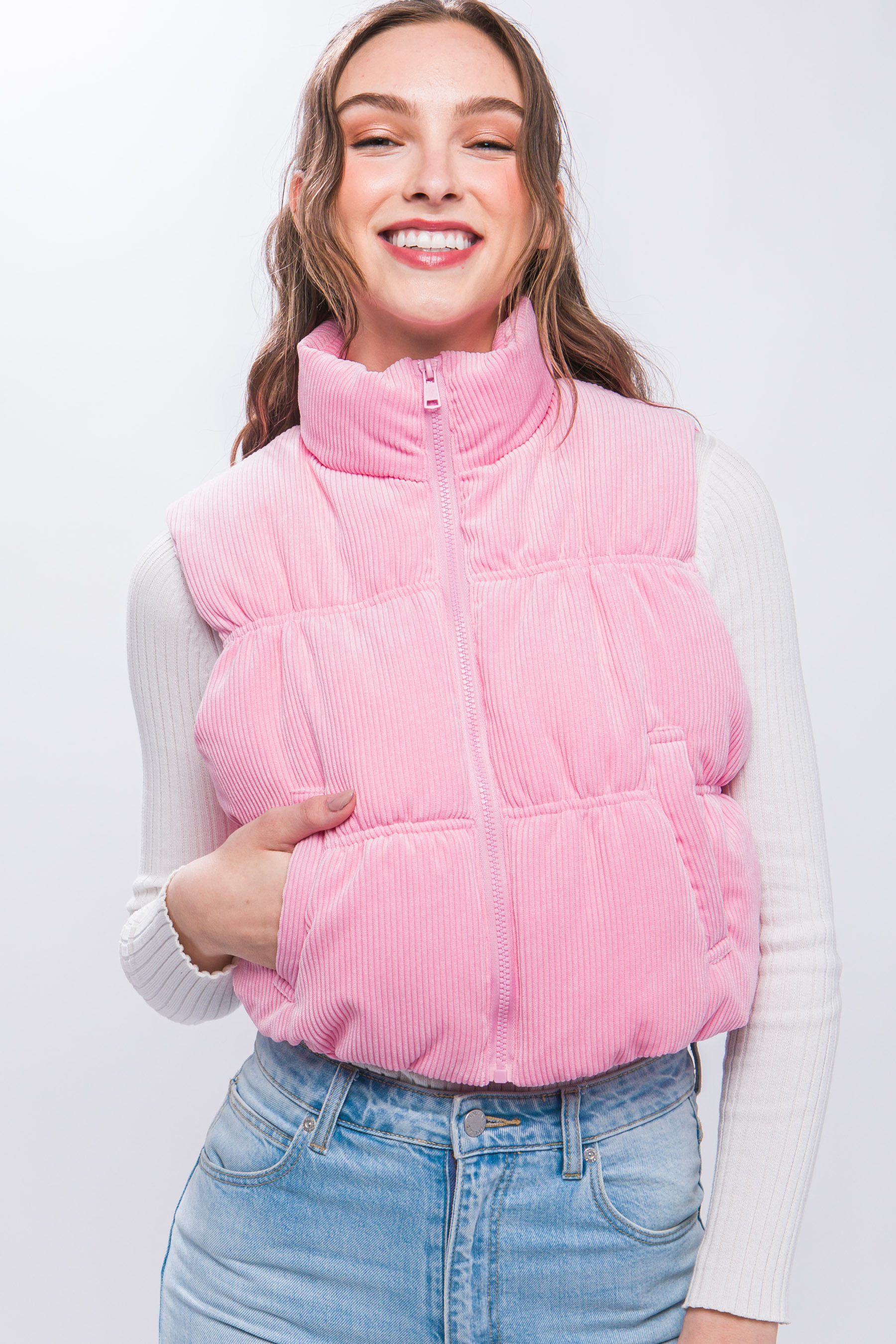 JACKETW Women's Corduroy Short Vest Jacket-  LT-W-6810 