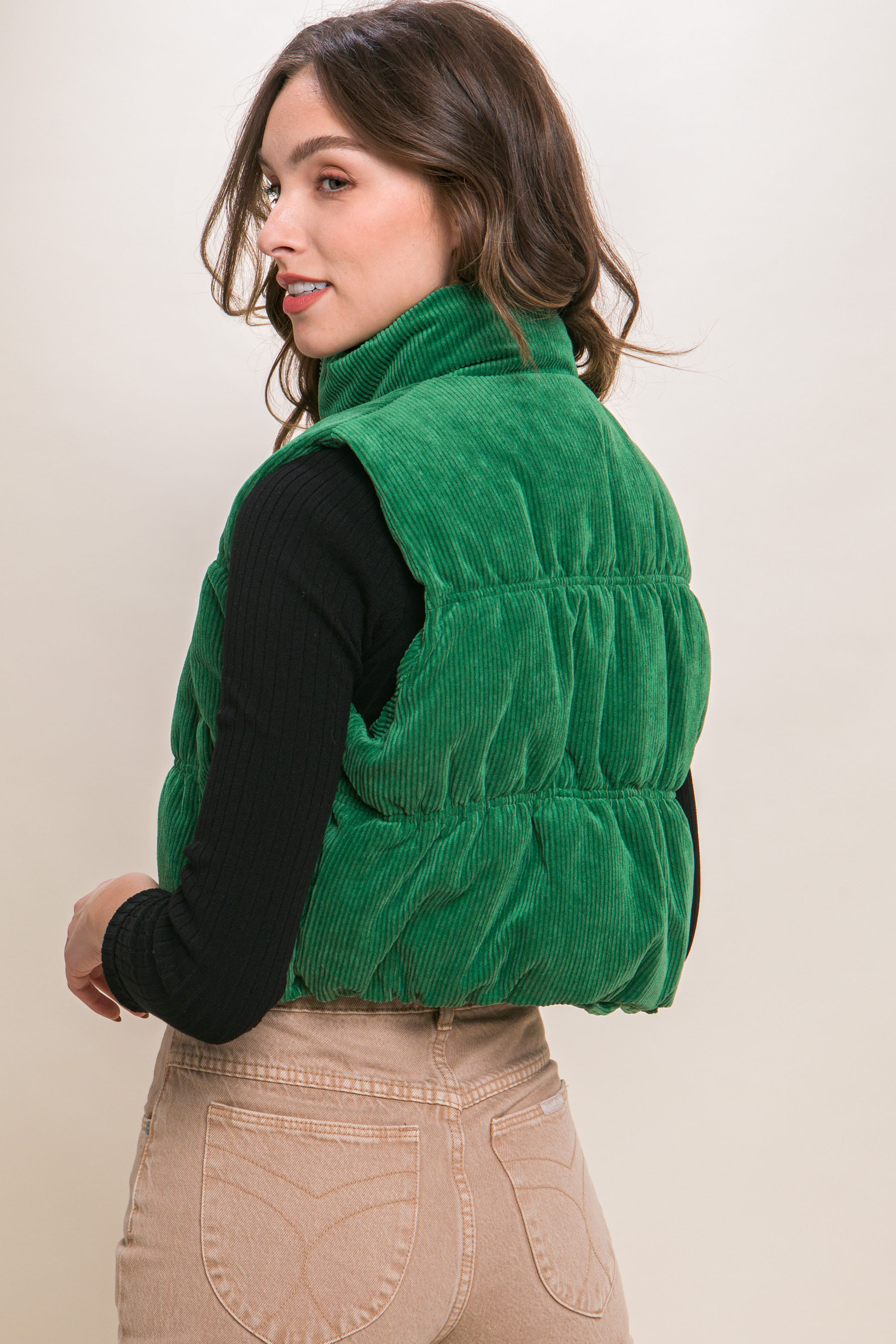 JACKETW Women's Corduroy Short Vest Jacket-  LT-W-6810 