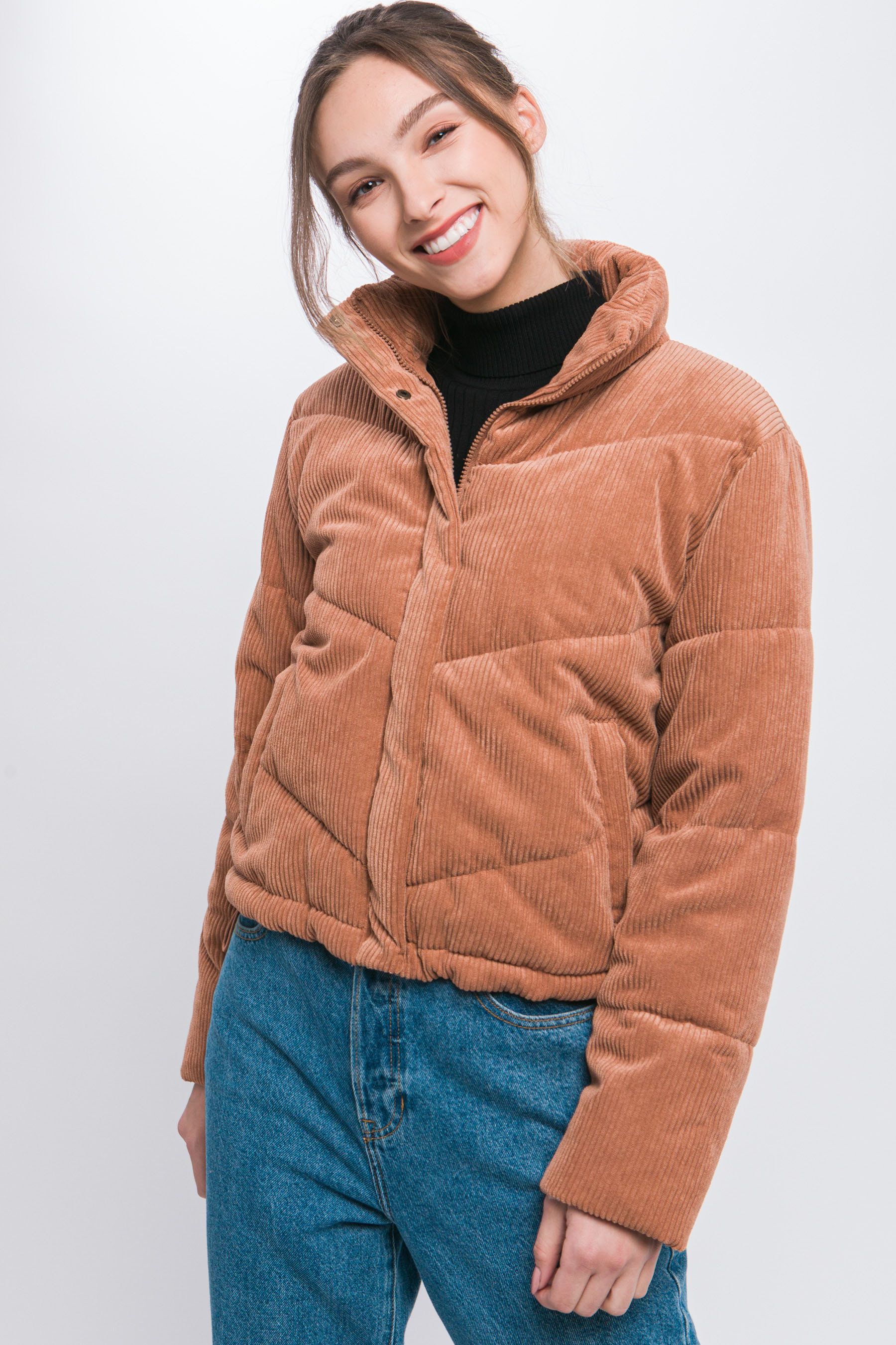 JACKETW Women's Corduroy Stand Collar Jacket-LT-W-6850