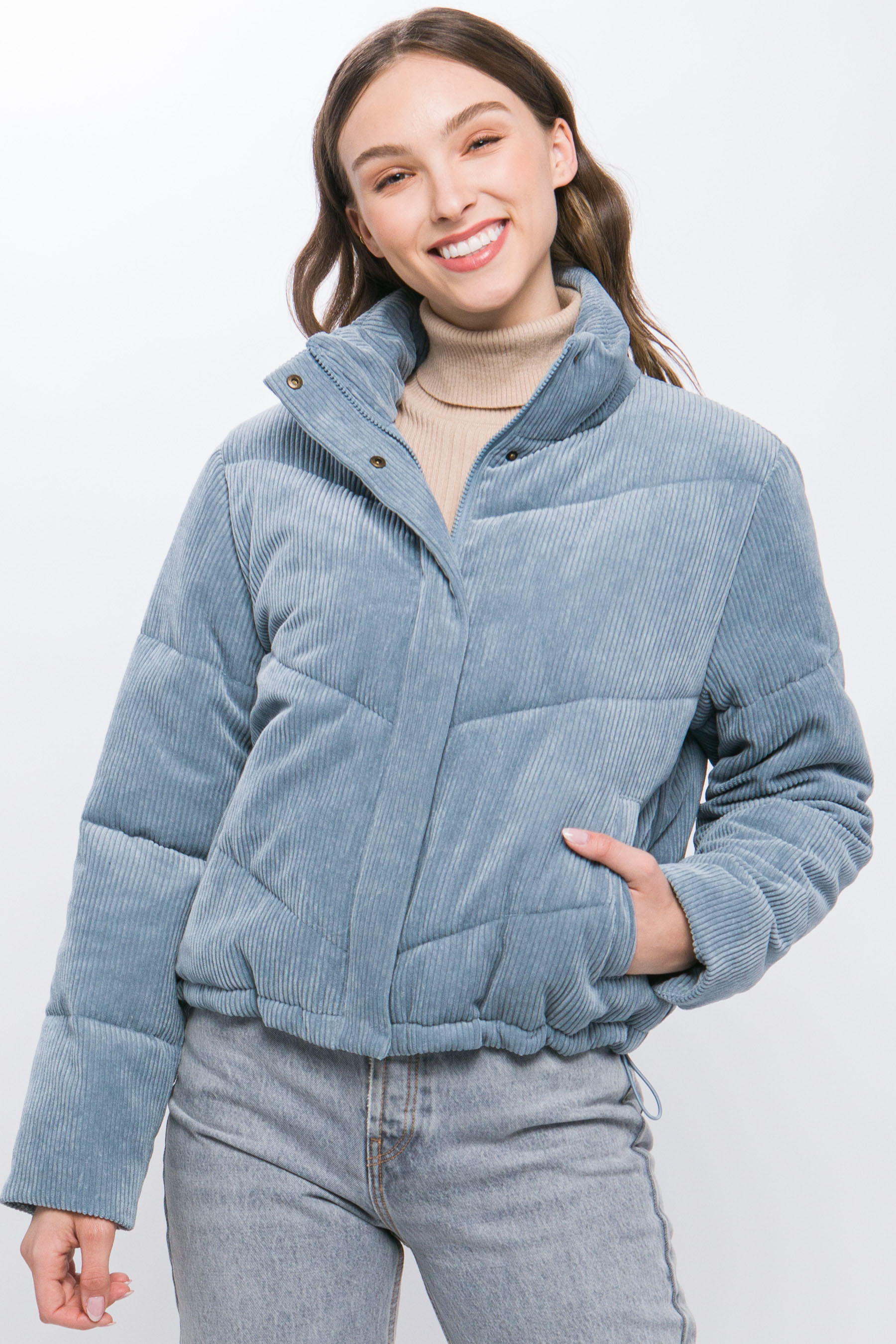 JACKETW Women's Corduroy Stand Collar Jacket-LT-W-6850