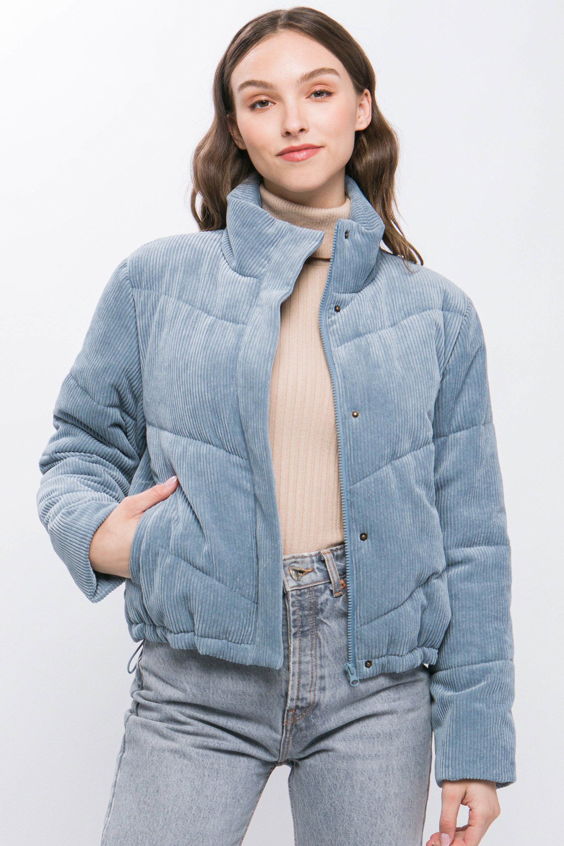 JACKETW Women's Corduroy Stand Collar Jacket-LT-W-6850